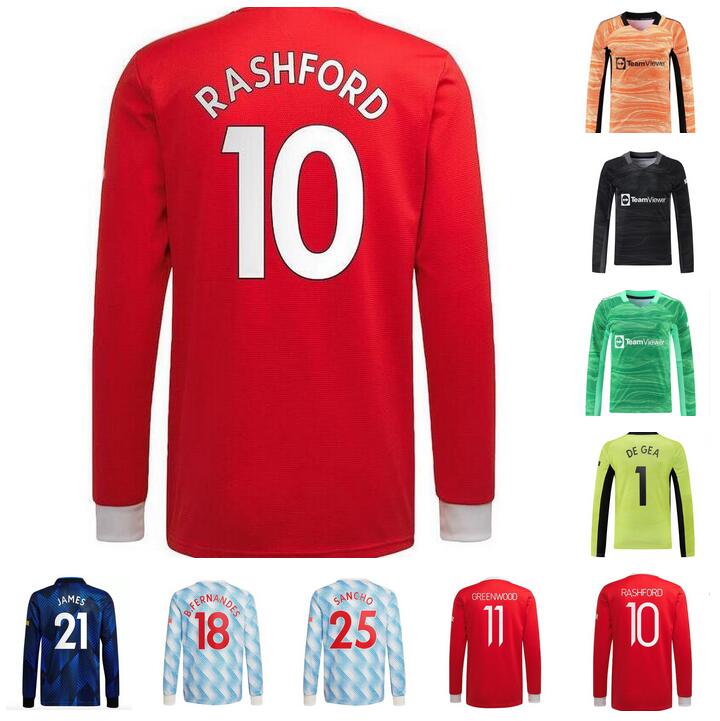 

Long Sleeve 21 22 CAVANI B. FERNANDES soccer jerseys SANCHO VAN DE BEEK 2021 2022 RASHFORD GREENWOOD SHAW R.VARANE POGBA Goalkeeper football shirt LINGARD Man Jersey
