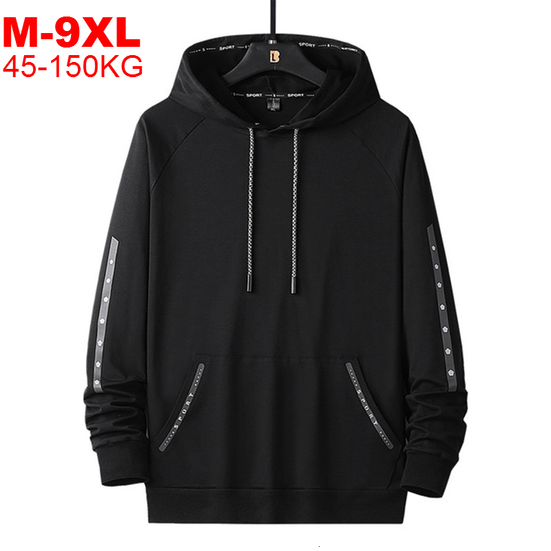 

2021 New Big Size 9xl 150kg Men Hoodies Casual Hooded Pullover Mens Hip Hop Streetwear Sweatshirt Oversized Hoodie Tracksuit 1rt4, Black