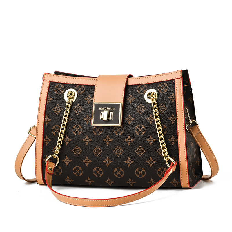 

outlet ladies shoulder bags classic printed chain bag street trend contrast leather handbag horizontal multifunctional color matching fashion backpack, Jvz-6276