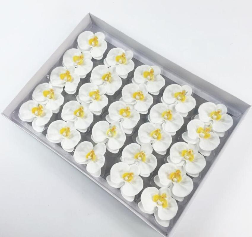 

25pcs Artificial Moth orchid Flower Soap For Wedding Party Birthday Valentine's Day Souvenirs Gifts Favor Home Decoration, Beige