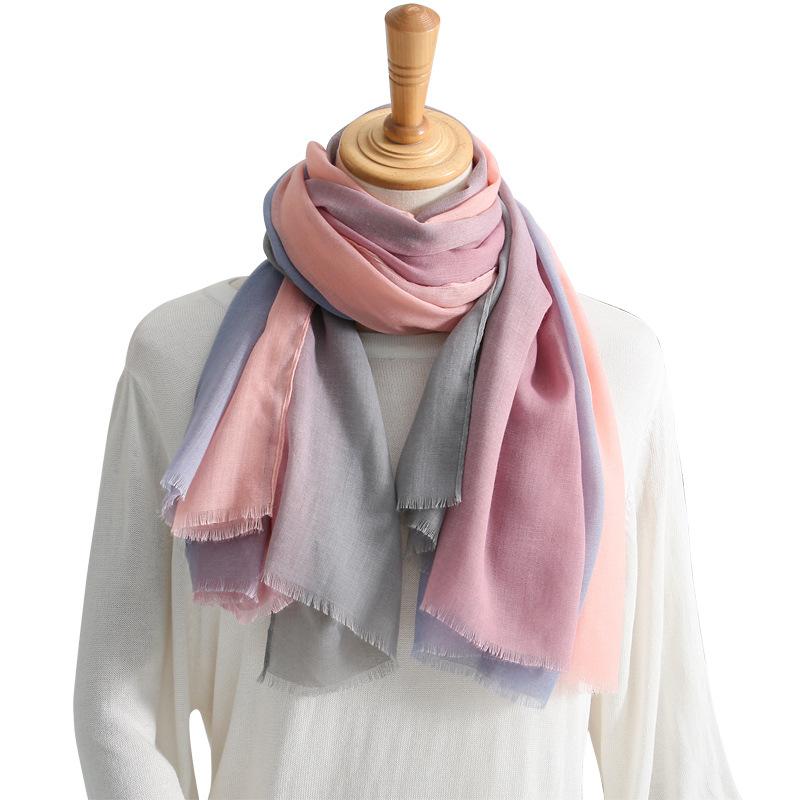 

2020 Summer Soft Gradient Color Scarves Shawls Lady Long Beach Plain Fring Scarf Wrap Hijab Muffler 4 Color Free Shipping
