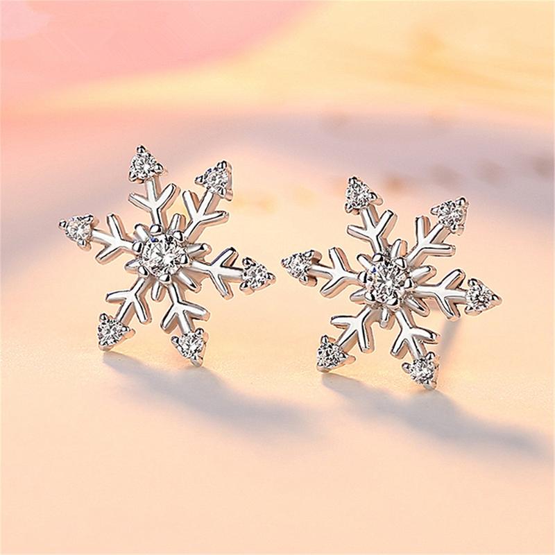 

Temperament Snowflake and Snow Earrings for Women Luxury High Quality Design Jewelry Inlaid Zircon Wedding Party Gift Hot