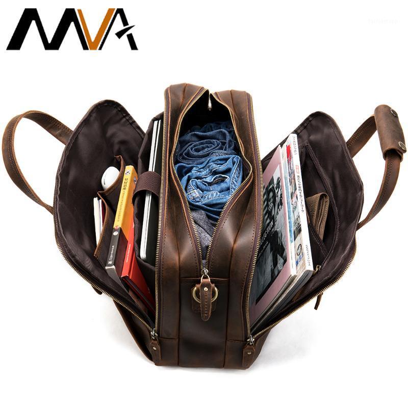 

MVA Men Genuine Leather Briefcase For Document Crazy Horse Leather Bag For Laptop 15 Business Office Handbag 73991, 7399f3coffee