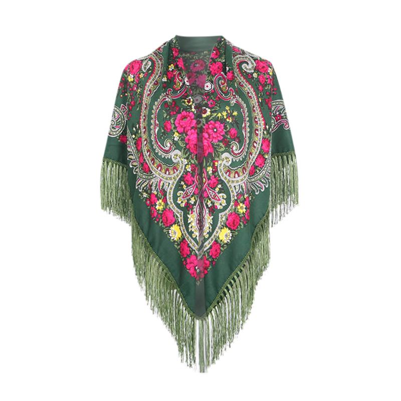 

Scarf Russian Shawl Women's Head Wrap Hijab Babushka Ukrainian Scarves Square Blankets Tassel Retro Handkerchief Foulard Femme