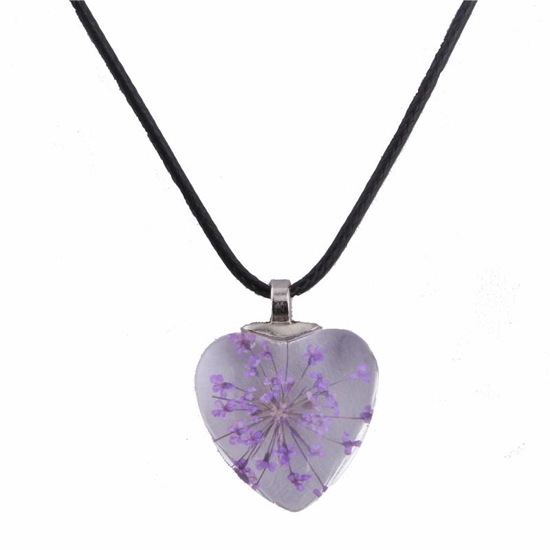 

2020 New Dandelion Dried Flowers necklaces & pendants Handmade Heart Crystal Glass bijouterie choker necklace Women
