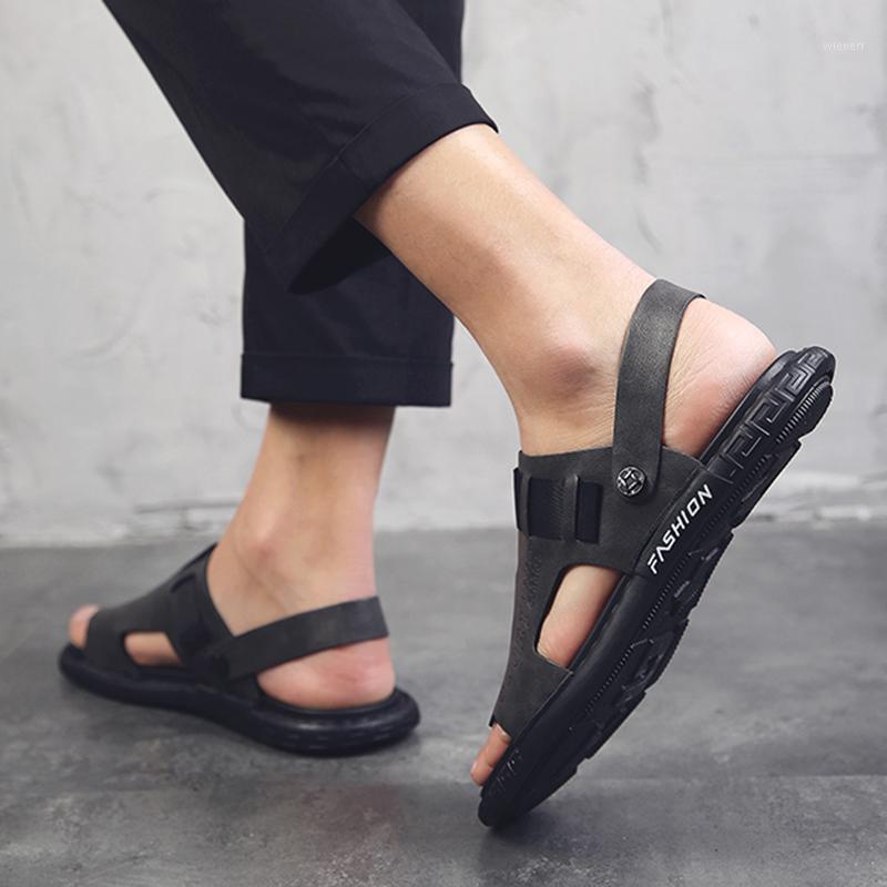 

verano sandles cuero men shoes man sandel couro sandals ete vietnam slide sandalet para roman sandalia big cuir sandale da uomo1, Black