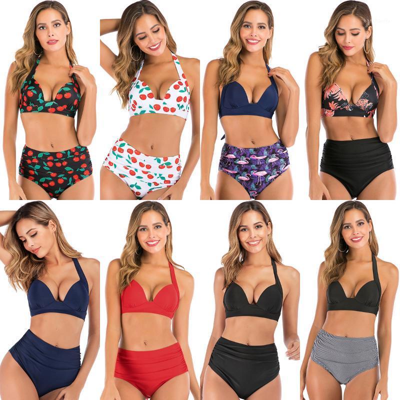 

Hirigin Plus Size High Waist Bikini Set Women Swimwear 2020 New Halter Bandage Push Up Padded Swimsuit Women Bathing Suit Summer1
