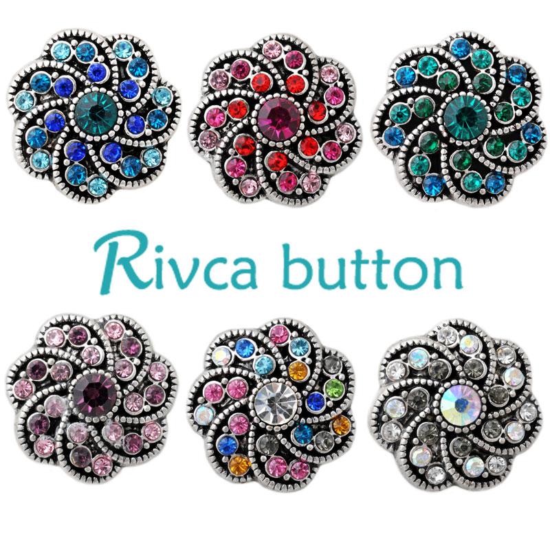 

6 colors D02707 flower newest Snap Button Bracelet For Women rivca snap button bracelet fit 18mm Bloom Jewelry