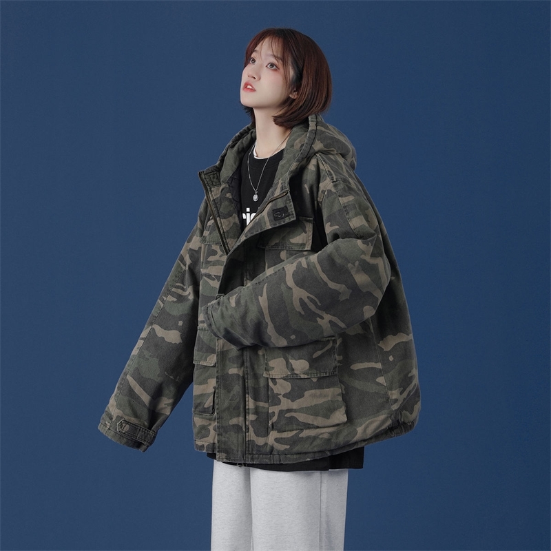 

2021 New Camouflage Graphic Printed Parkas Woman Hooded Casual Oversize Coats Korean Streetwear Male Parka Clothing 2esz, Micaigreen