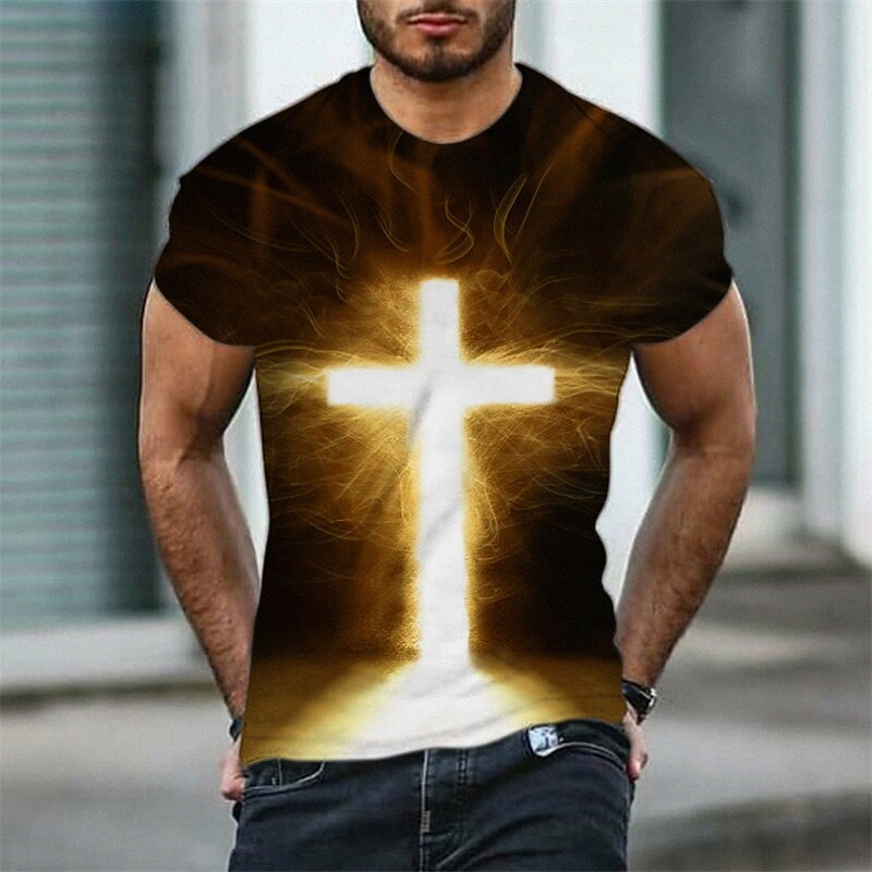 T-shirt Hommes 3D Imprimer Graphic Cross Cross Cross Cross Équipe Daily Sports Imprimé Courtes Sleeve Tops Casual Classic Designer Grand et grand