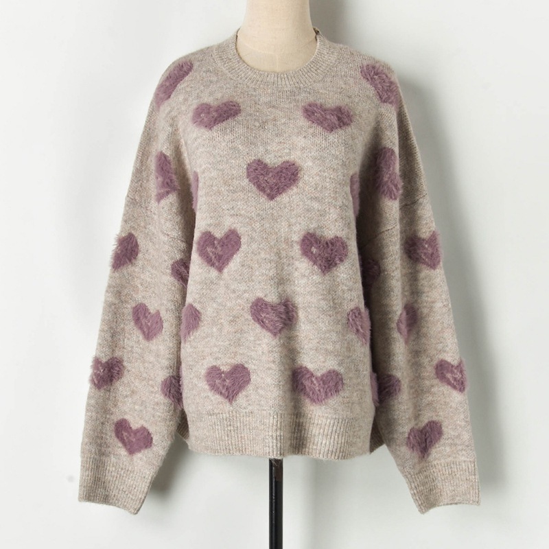 

New Mohair 2021 Standard Heart Knitted Sweater Oversized Female Winter Designer Luxury Streetwear Woman Clothes 9qhy 3TQ2, Purple.