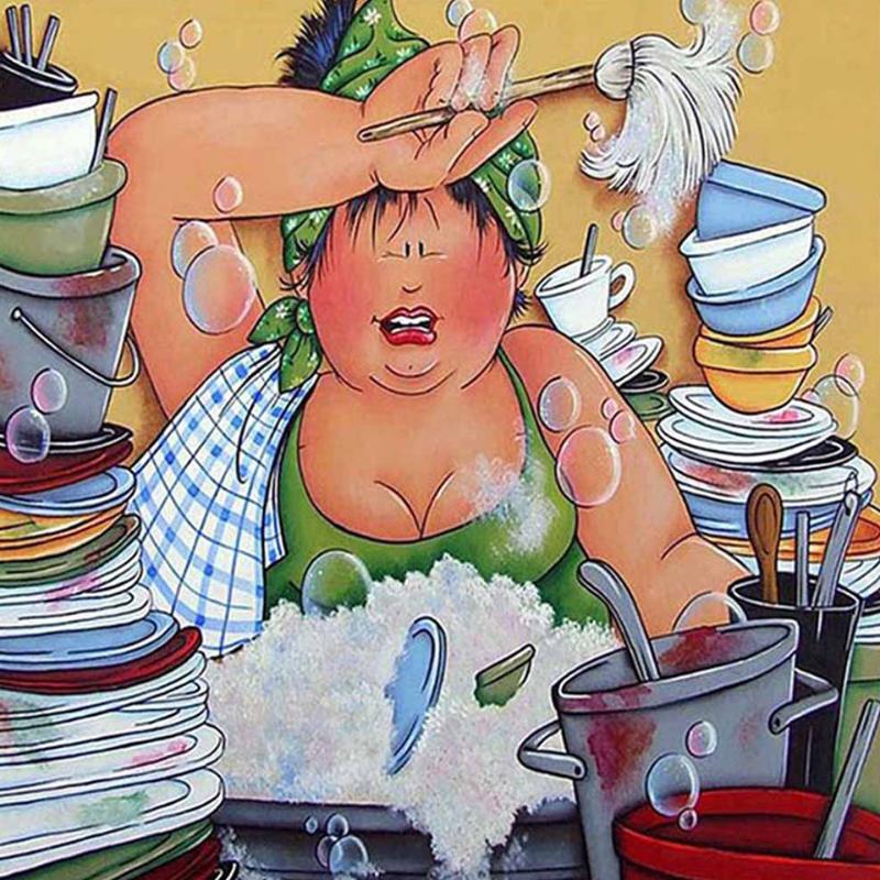 

Full Square Drill 5D DIY Diamond Painting "Fat Lady" Cross Stitch Diamond Embroidery Cartoon Woman Mosaic Picture Home Decor