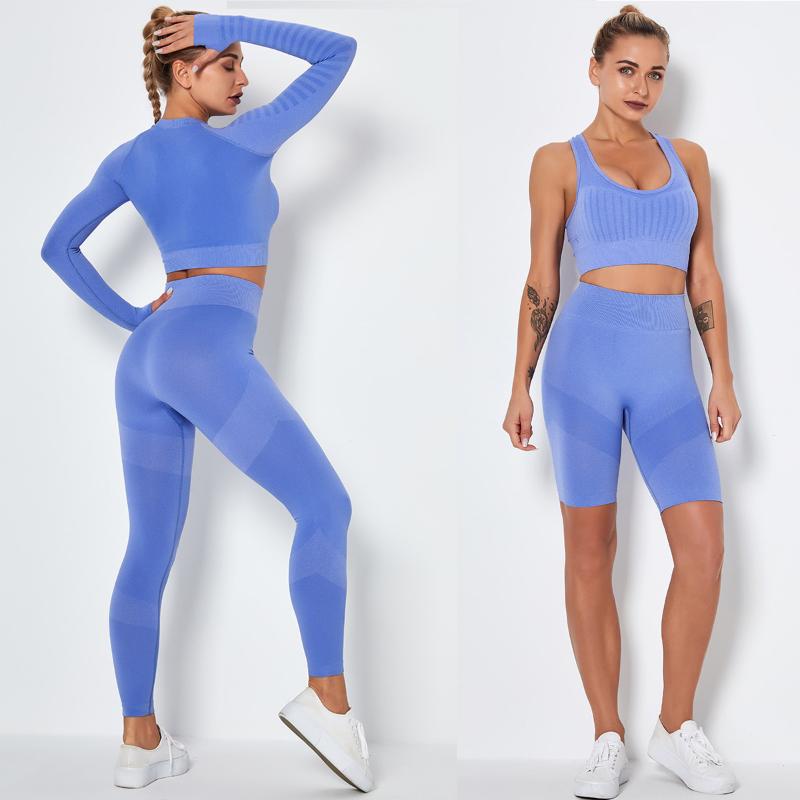 

4pcs Seamless Yoga Set Sportswear Solid Color Yoga Suits Gym Clothes Women Track Suit Running Sportswear For Women Fitness, Grey
