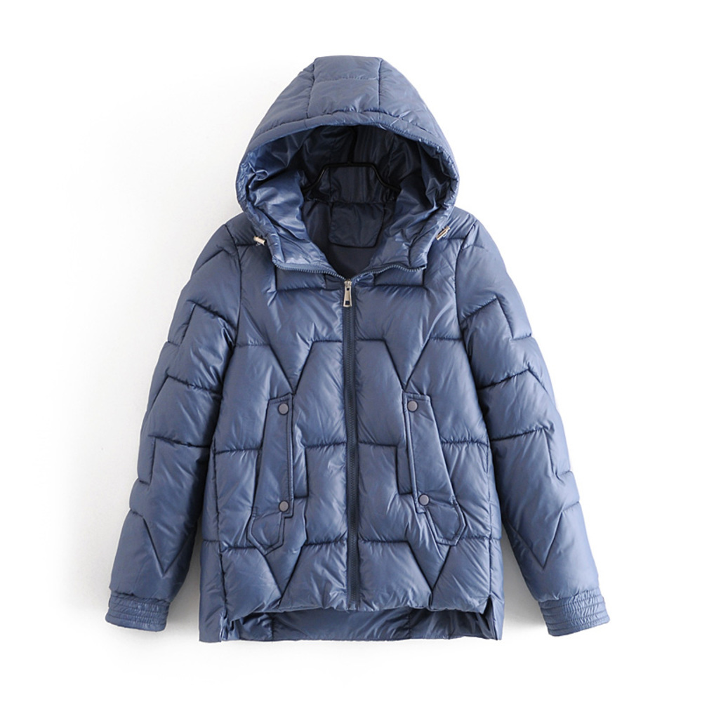 

New Women Winter Jackets 2020 Hooded Thick Warm Down Cotton Coats Solid Parkas Zipper Padded Pocket Cold Outwear, Black
