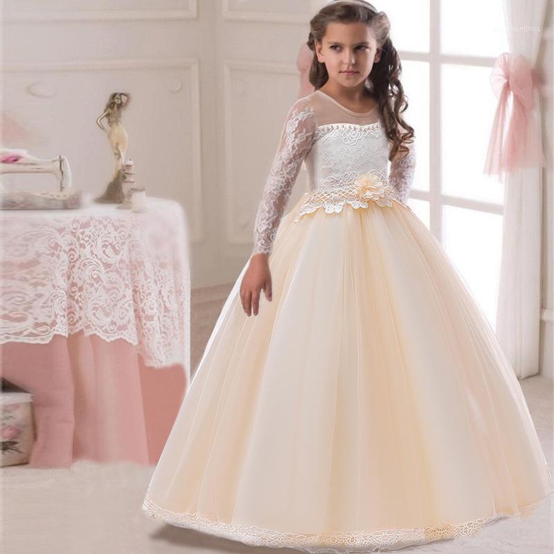 

Kids Dresses For Girls Wedding Dress Elegant Princess Gown Children Evening Party Dress For Girls Costume 6 7 8 9 10 11 12 Year1, White