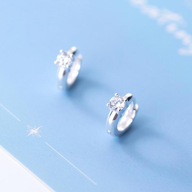 

925 Sterling Silver EXTRA TINY CZ Huggie Hoop Earrings A1315