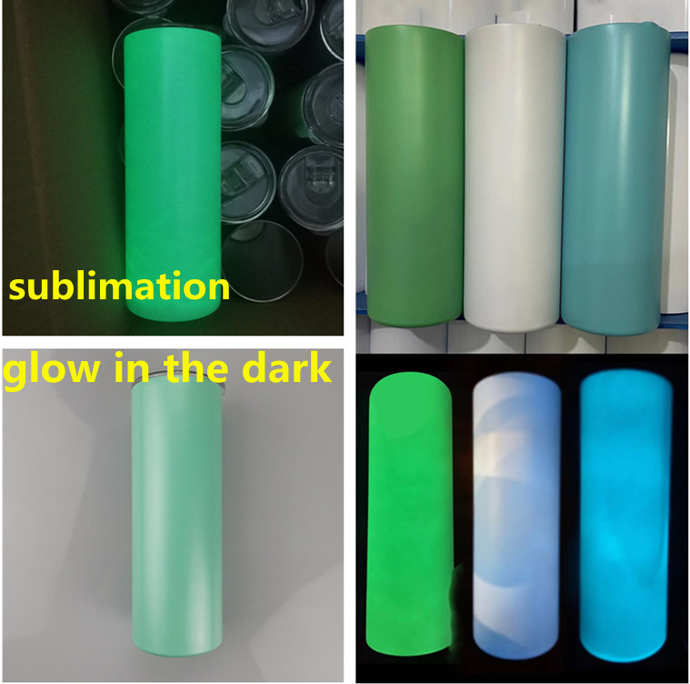 

sublimation blank straight tumbler glow in the dark tumbler 20oz with Luminous paint Luminescent staliness steel tumblers