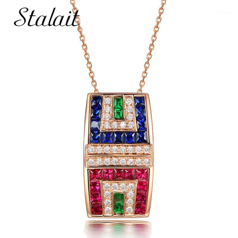 

Simple Luxury Women Square Colorful Zircon Pendant Necklace Rose Gold-Color for Women Anniversary Jewelry Wholesale1