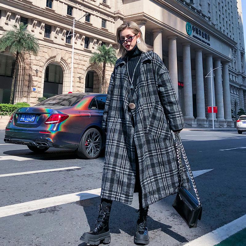 

Cross border direct selling woolen coat long autumn winter thickened large women's Plaid Cotton tweed coat 2020 NEW, See chart