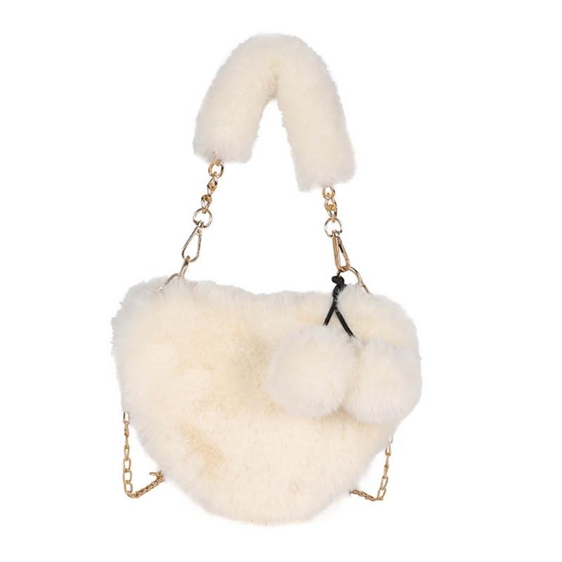 

Women Heart Shape Faux Fur Top-handle Bag Purse Crossbody Shoulder Bags 20CA, Black