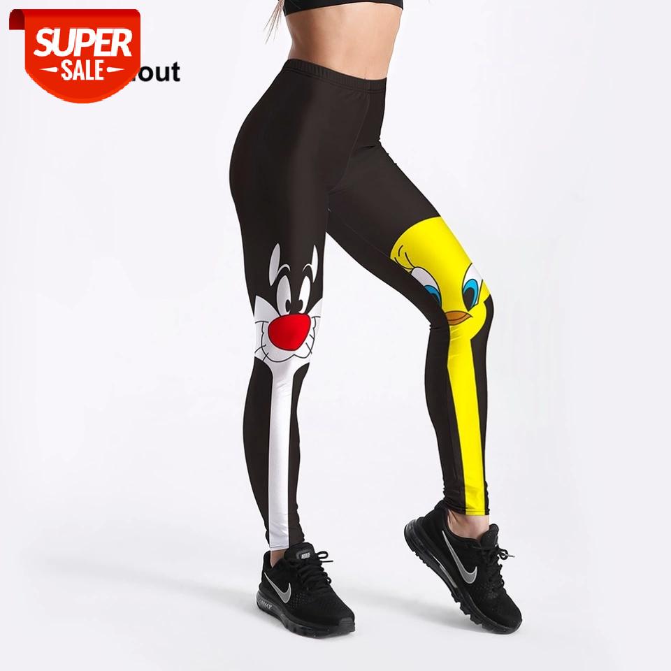 

Qickitout Leggings 2018 Drop Shipping Fitness Pants Women Lovely Cartoon Cat and Duck Printed Women Cute Casual Leggings #fU2y, Black;white