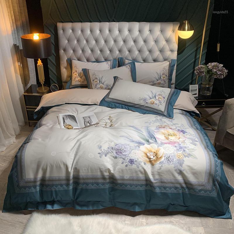 

Beige Bedding Set Digital Printing Duvet cover set Long-staple cotton Pillowcases Queen King Size Bed Bed Linen 4pcs 2020 new1, Colour 1