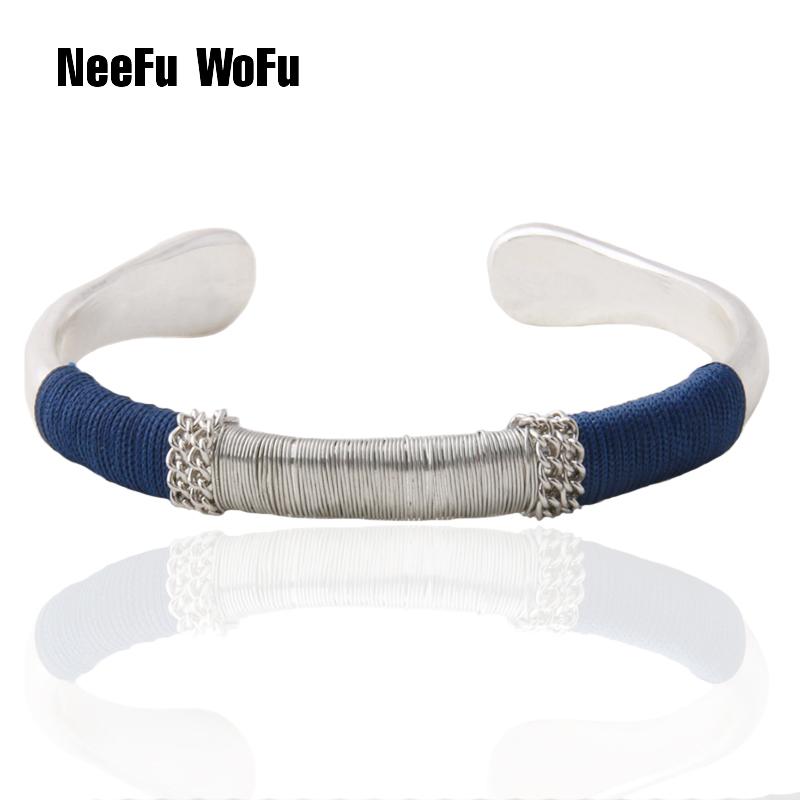 

NeeFu WoFu hand made Bracelets Open folk-custom Copper wire bangles for women Fashion luxury Jewelry collection