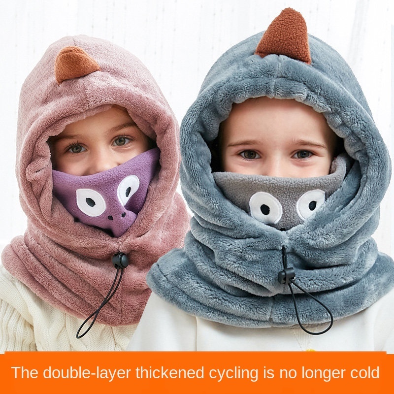 

2020 fxfurs children's fall winter neck wrap baby hat warm and ear protection child thick coral cap, Purple hat