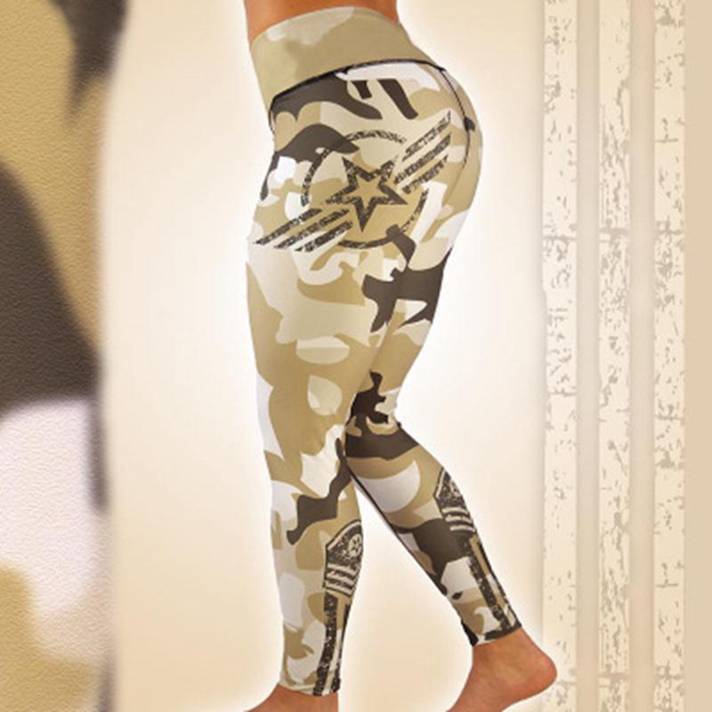 

Camouflage Printed Workout Running Tights Women Athletic Leggings Sport Fitness Clothing Women Gym Yoga Pants New Sport Trousers, Khaki