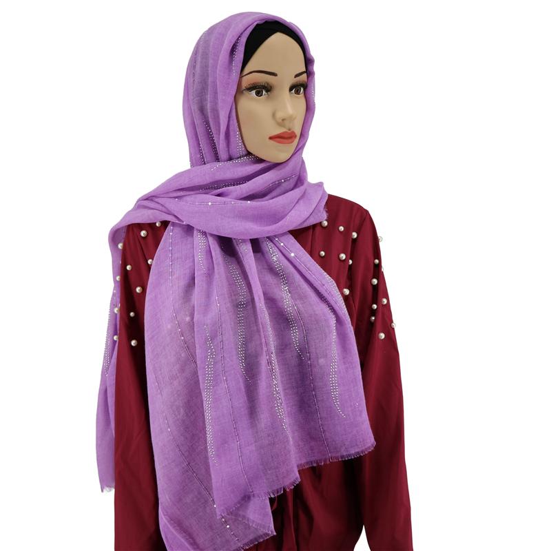 

Popular stone cotton shawls women soft crystal hijab