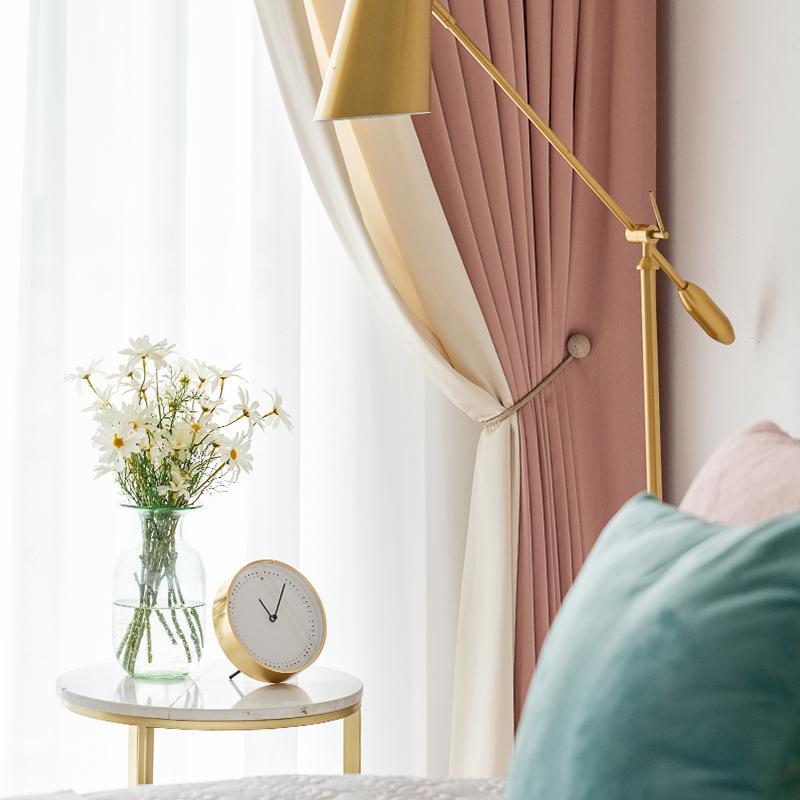 

Custom curtain Nordic modern Simplicity livingroom Splicing pink Beige romantic shading bedroom blackout curtain drape M923