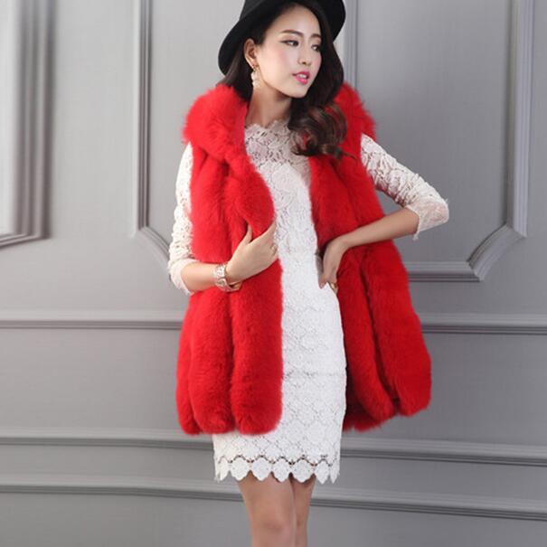 

Plus Size Autumn Winter Faux Fur Vest With Hooded High Quality Long Waistcoat Fur Cardigan Woman Vest manteau femme DF607, Beige