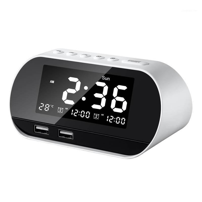 

Dual USB Charging Alarm Clock Smart Wireless Radio Large LCD Digital Display Calendar Temperature Table Clocks1
