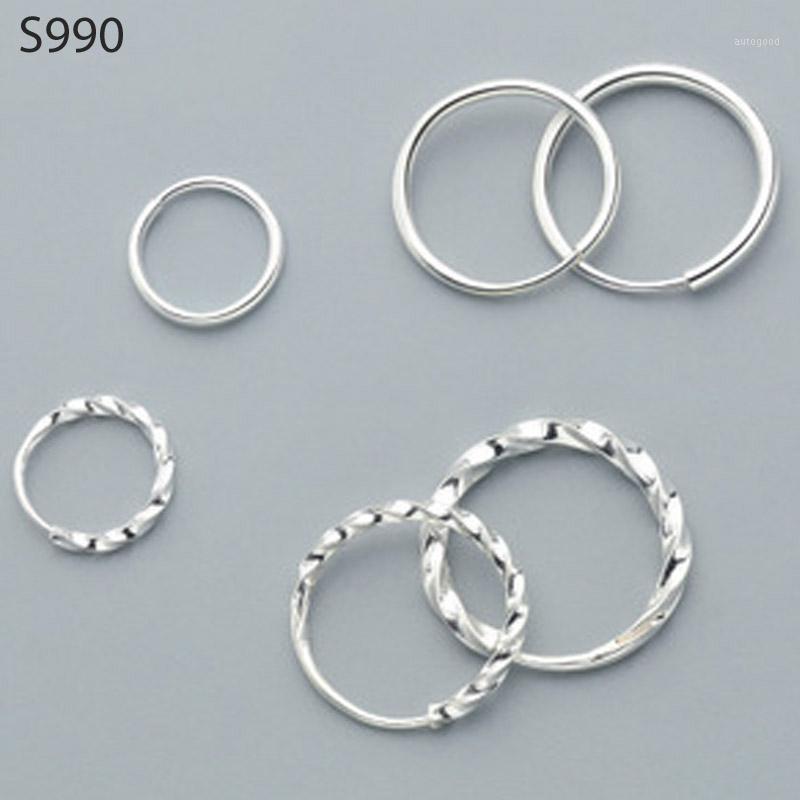 

Hoop & Huggie Genuine Real Pure Solid S990 Silver Earrings For Women Girl Child Jewelry 925 Sterling Female Round Bijoux1