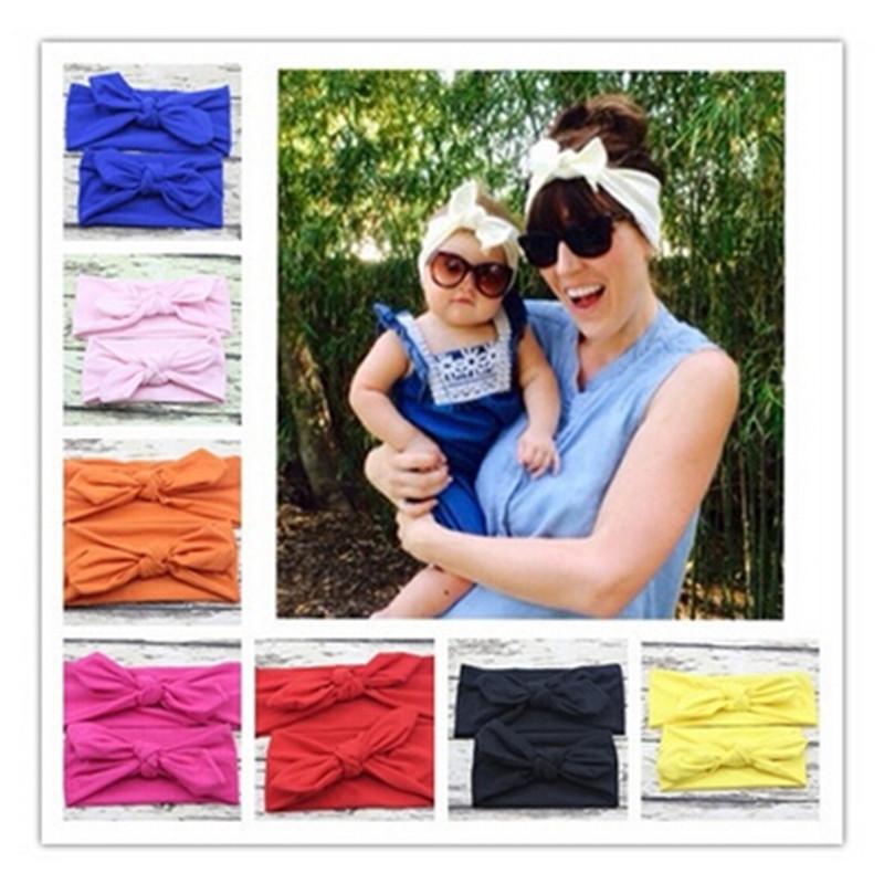 

2 Pcs/Pair Cute Lovely Hoop Hair Knot Stretch Kid Girls Mother Daughter Ear Bow Headband Elastic Hair Band Headwear