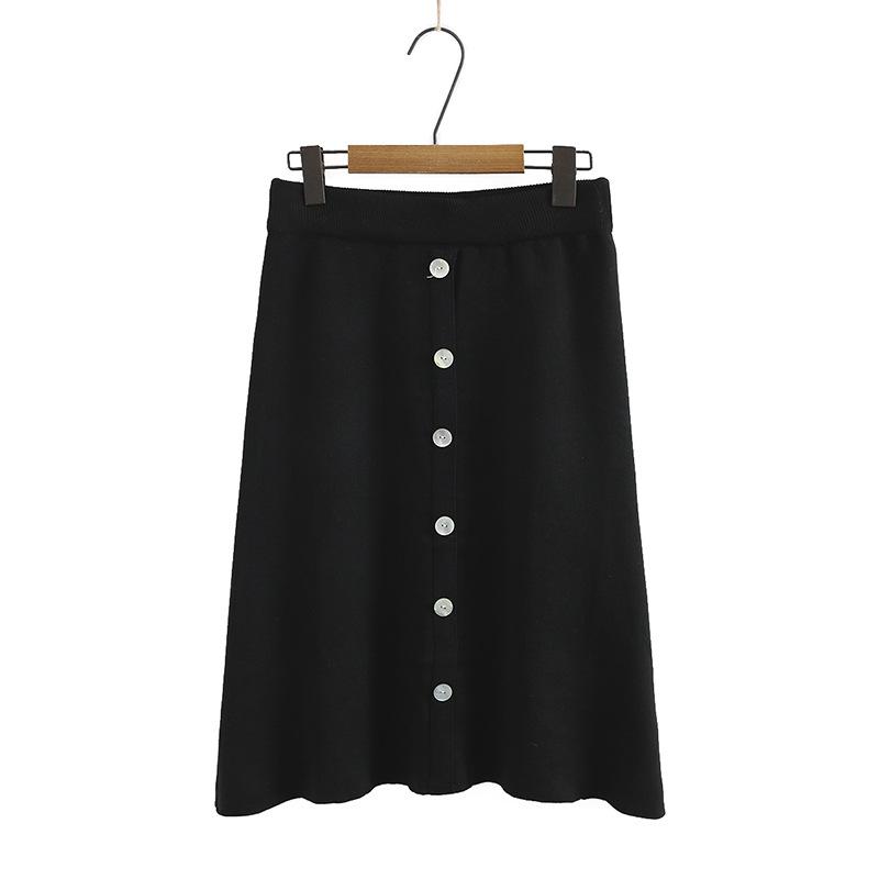 

Plus Size Women's Stretchable Autumn Winter Skirts Casual Large Size Midi Slim Skirts, Black