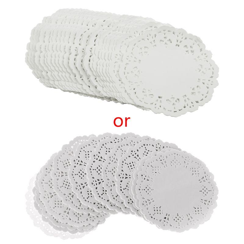 

200Pcs Round Lace Paper Mats Coasters Placemats Wedding Events Party Table Gift
