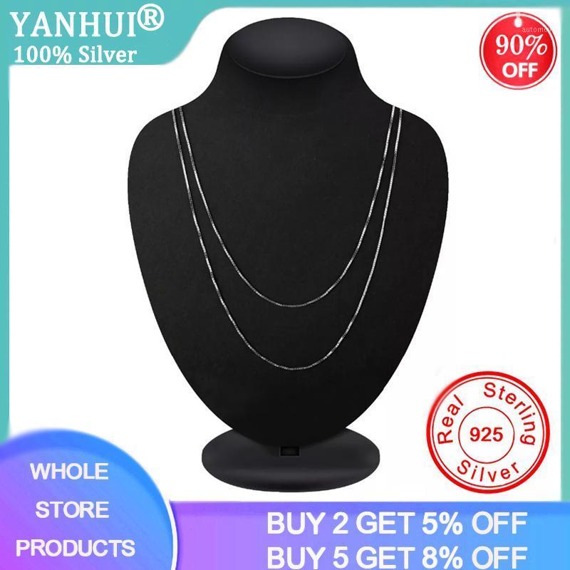 

With Certificate 40/45/50cm Silver 925 Necklace Women Fine Jewelry Original 925 Sterling Silver Cube Box Chain Necklace WHZ0021