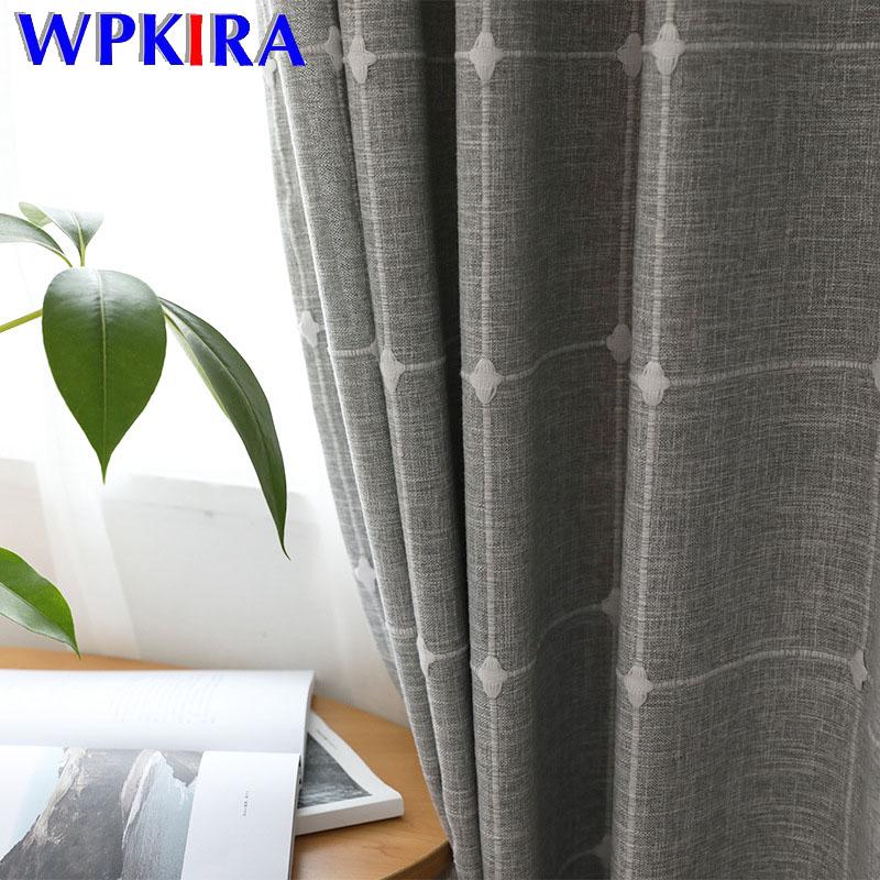 

Grey Plaid Flax Linen Luxury Curtains Modern Living Room Bedroom Blackout Curtain Blinds Door Curtain Drape Sheer Tulle WP215-30, White tulle