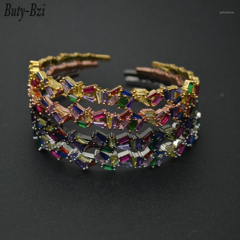 

Inlaid Briolette CZ Beads Plating Metal Copper Colorful Fragments Bracelet Bangle Length Adjustable Party Aulic Jewelry Gift1