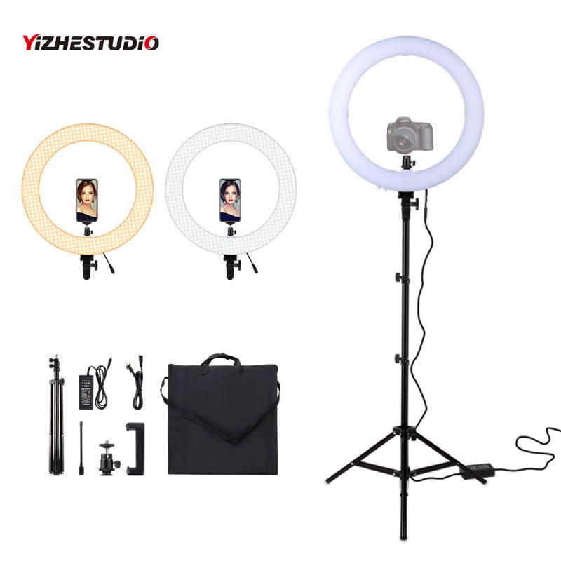 

Yizhestudio LED Ring Light 18 Inch Dimmable 60w ring light with 2M tripod for YouTube Video photography Lamp with carry bag