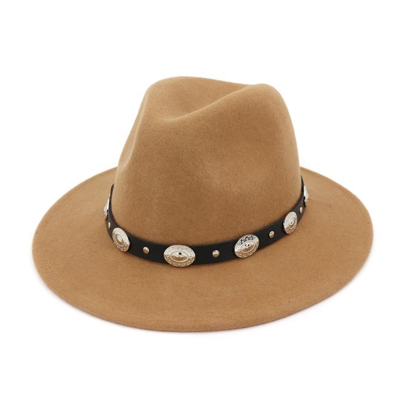

Women Men Fedora Hat With Punk Belt Wide Brim Hat Wedding Outdoor Travel, Sz-liusu