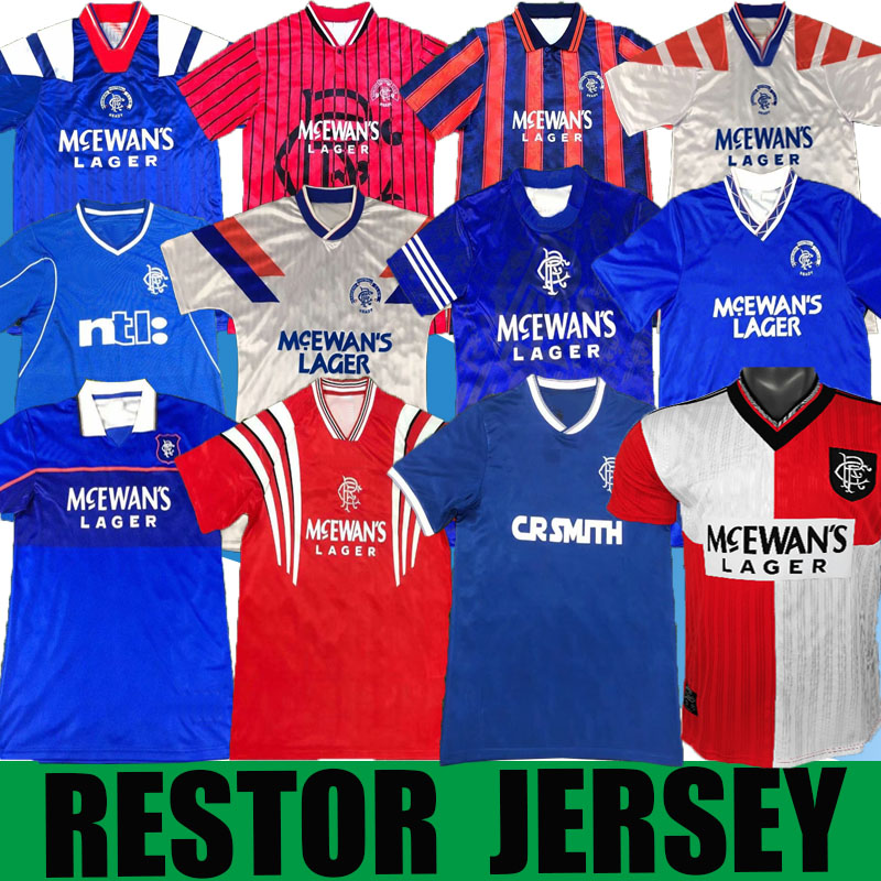 

87 90 92 94 95 96 97 99 01 Glasgow Rangers Retro soccer jerseys GASCOIGNE LAUDRUP LAUDRUP MCCOIST vintage GASCOIGNE football Shirts Uniforms, Black;yellow