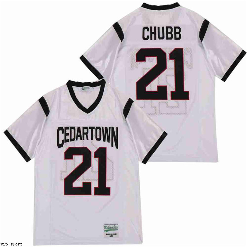 

Men 21 Nick Chubb High School Football Jersey Team Away White Pure Cotton Embroidery And Stitched Breathable Top Quality On Sale as
