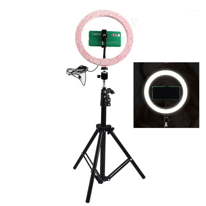 

Dimmable 26CM Pink LED Selfie Ring Light With 210CM Tripod Stand Ring Lamp Phone Holder For Makeup Photography Video Clip NE0041