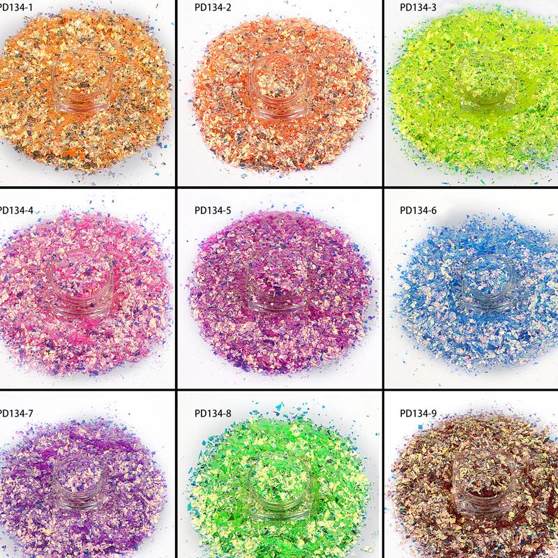 

50g/bag Nail Flakes Mirror Powder Dust Sequin Nail Art Glitter Irregular Mylar Flakes Festival For Art Decoration 12Colors
