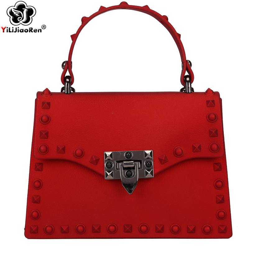 

HBP Fashion Rivet Summer Beach Bag Women PVC Transparent Jelly Crossbody Bags for Women Luxury Handbags Women Shoulder Bags Designer, Black