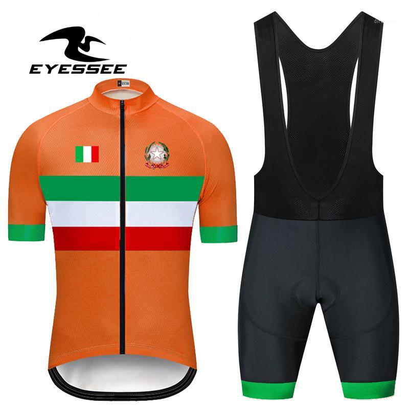 

EYESSEE 2020 Italy Cycling Jersey Set Short Sleeve Men Summer Mountain Bike Clothing Racing MTB Bicycle Clothes Cycling Clothing1, Bib kits