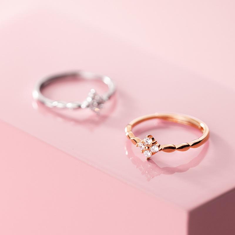 

925 Sterling Silver Cubic Zirconia Square Shape Adjustable Rose Gold Color Plated Knuckle Finger Rings Jewelry for Women Girls