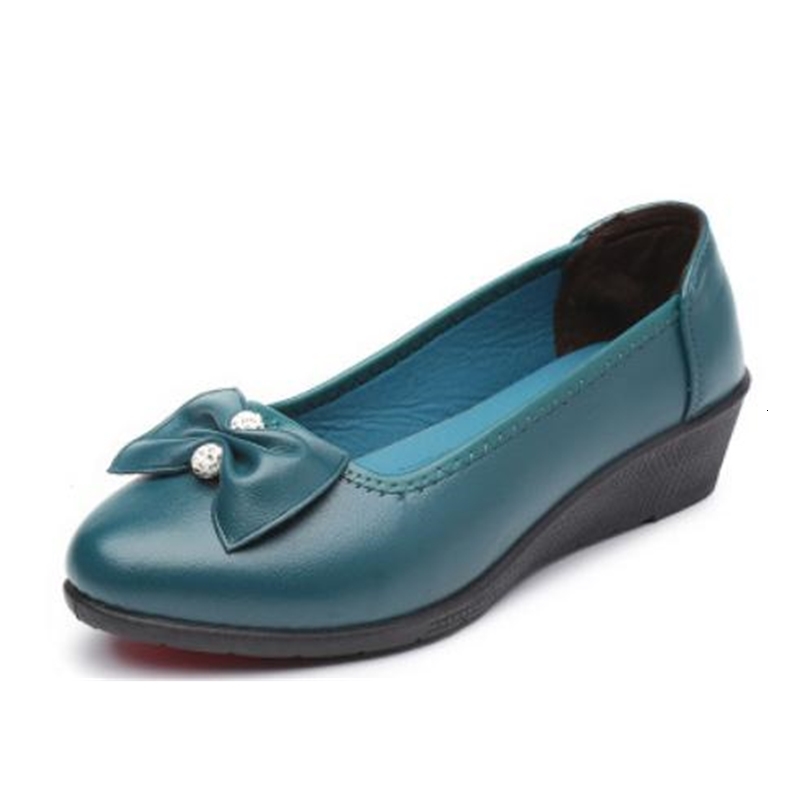 

2021 Free Send Spring Autumn New Style Middle and Old Mom Bowknot Slope Heel Shallow Mouth Women's Shoes BAXF, Red